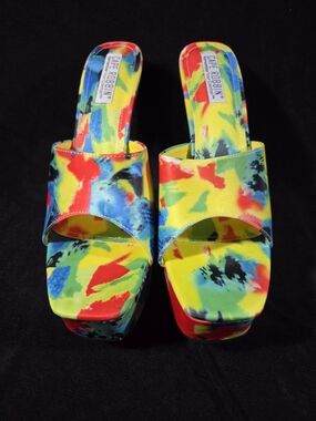 Cape Robbin Yellow Multi-Color Platform Slide Sandals